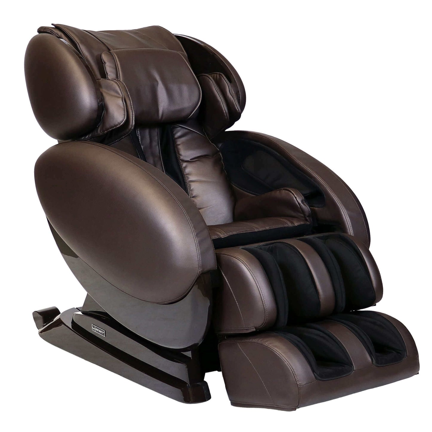 Infinity IT-8500 X3 premium massage chair, Infinity Brand massage Chair CPO, 8500 X3 massage chair certified pre-owned in brown