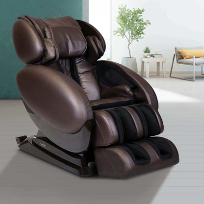 Infinity IT-8500 X3 premium massage chair, Infinity Brand massage Chair CPO, 8500 X3 massage chair certified pre-owned in brown